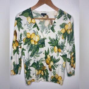 Talbots Lemon 3/4 Sleeve Cardigan Lightweight Size Medium Vacation Travel